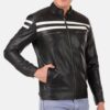 Black Cafe Racer White Striped Jacket Mens