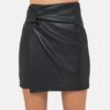 Black Mini Twisted Skirt Womens