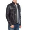 Real Lambskin Regular Fit Black Leather Jacket for Men