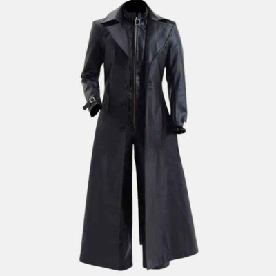 Albert Evil 5 Black Leather Trench Coat Mens