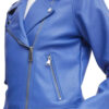 Real Lambskin Light Blue Moto Jacket
