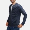Blue Fleece Bomber Jacket For MensÂ 