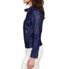 Women's Blue Cafe Racer Leather Jacket