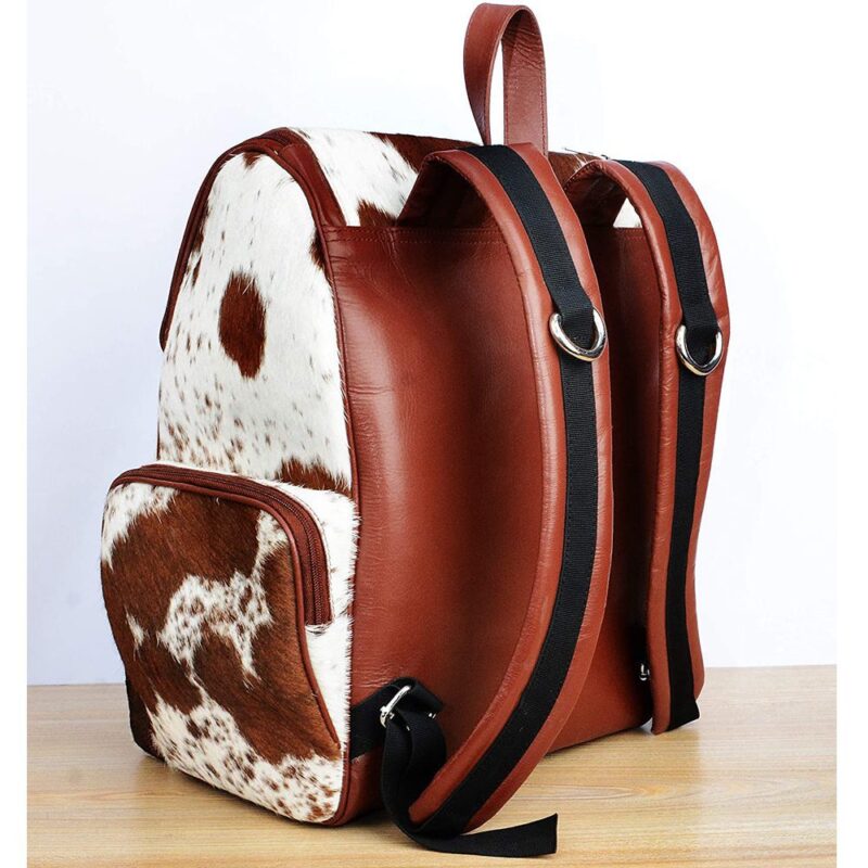 Leather White Cowhide Backpack