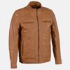 Brown Leather Biker Jacket Men's