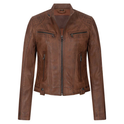 Vintage Brown Leather Jacket Womens