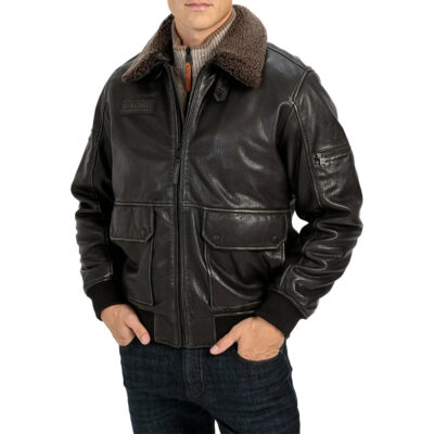 Menâ€™s Brown Fur Collar B3 RAF Sheepskin Shearling Jacket