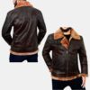 Brown Leather Shearling Jacket For Menâ€™s