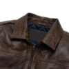 Maverick Vintage Brown Leather Bomber Jacket with Detachable Sherpa Collar Deatiled view