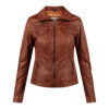 Slim Fit Brown Genuine Leather Jacket Womens
