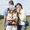 Leather White & Brown Cowhide Backpack
