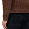 James  Men's Shirt Collar Brown Suede Leather Trucker Jacket