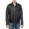 Real Lambskin Regular Fit Black Leather Jackets Men