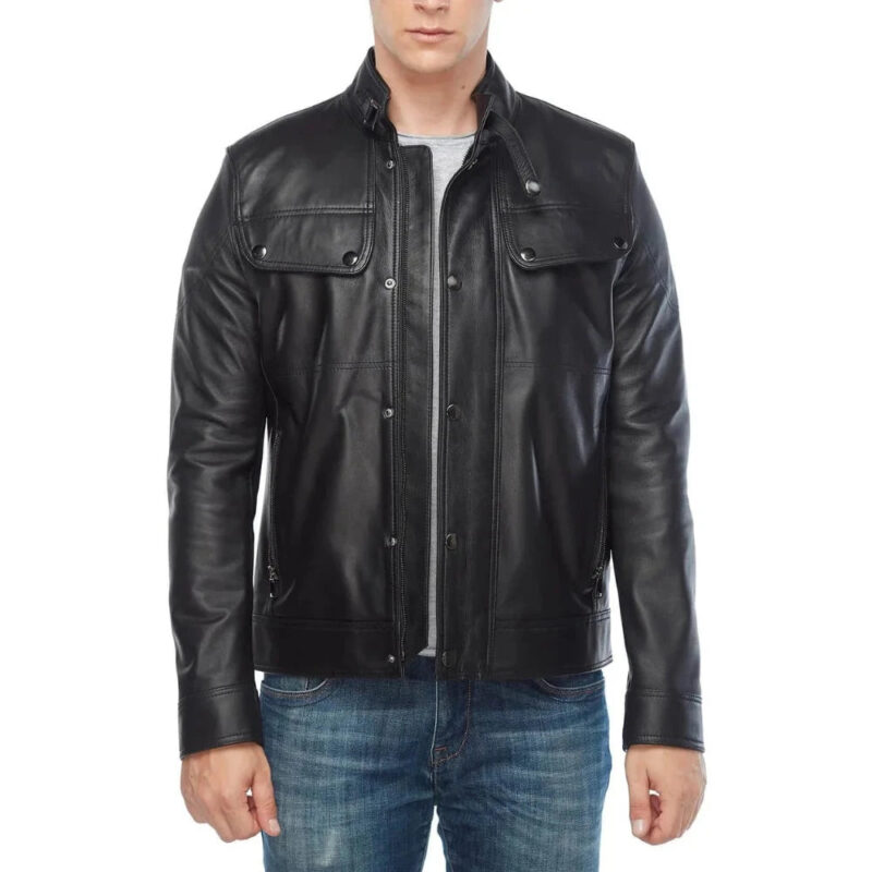 Real Lambskin Regular Fit Black Leather Jackets Men