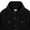 Black Hooded Denim Jacket Mens - Close Up