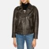 Distressed Brown Leather Jacket Womens