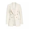 White Wool Double Breasted Blazer Women