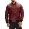 Red Leather Bomber Jacket Mens