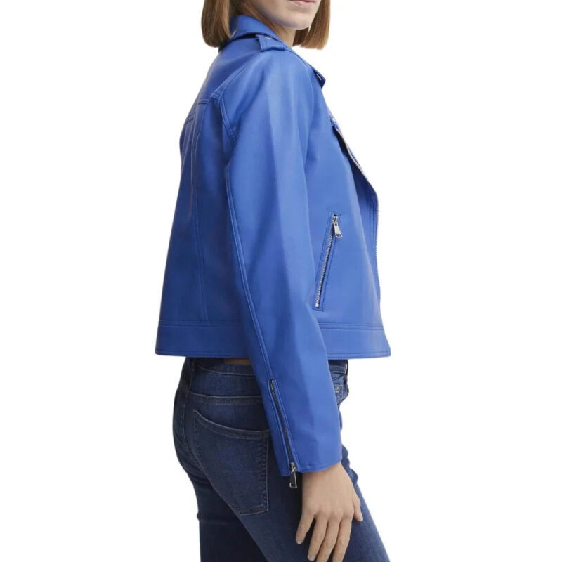 Ladies Real Light Blue Moto Jacket