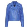 Ladies Lambskin Light Blue Moto Jacket