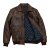 Maverick Vintage Brown Leather Bomber Jacket with Detachable Sherpa Collar - Inner