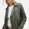 Green Leather Jacket Womens
