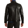 Mens Black Leather Cafe Racer Motorcycle Jacket