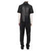 Lightweight Half Sleeves Black Leather Mens Shirt Jaket