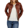 Slim Fit Brown Genuine Leather Jacket Womens