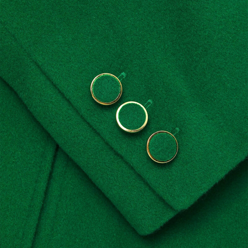 Women's Green Single Breasted Wool Coat