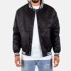 Menâ€™s Black Shaka Wear Bomber Varsity Jacket