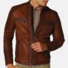 Menâ€™s Antique Urban Brown Motorcycle Jacket