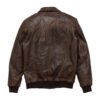 Maverick Vintage Brown Leather Bomber Jacket with Detachable Sherpa Collar - Back View