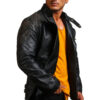 Asymmetrical Bones and Skull Leather Jacket