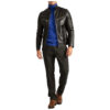 Mens Signature Leather Cafe Racer Motorcycle Jacket