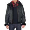 Men's B3 Black Leather Shearling Jacket
