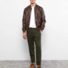 Mens Real Chocolate Brown Bomber Jacket