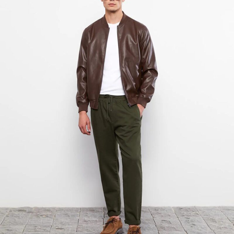 Mens Real Chocolate Brown Bomber Jacket