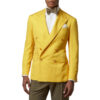 Double Breasted Two Piece Yellow Suit Mens Notch LapelÂ - Front View