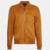 Mens Letterman Yellow Suede Leather Jacket