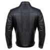 Mens Slim Fit Double Pockets Real Black Leather Biker Jacket