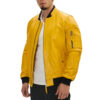 Men Lambskin Yellow Leather Bomber Jacket