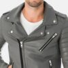 Mens Grey Leather Jacket