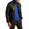 Mens Signature Black Leather Racer Motorcycle Jacket