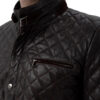 Menâ€™s Black Diamond Quilted Real Leather Car Coat