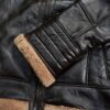 Quilted Black Leather Shearling Jacket With White Fur - Prime Jackets