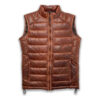 Mens Real Quilted Brown Leather Biker Vest