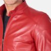 Cafe Racer Leather Red Biker Jacket