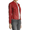 Allen Red Leather Biker Jacket Womens