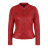 Allen Red Leather Biker Jacket Womens
